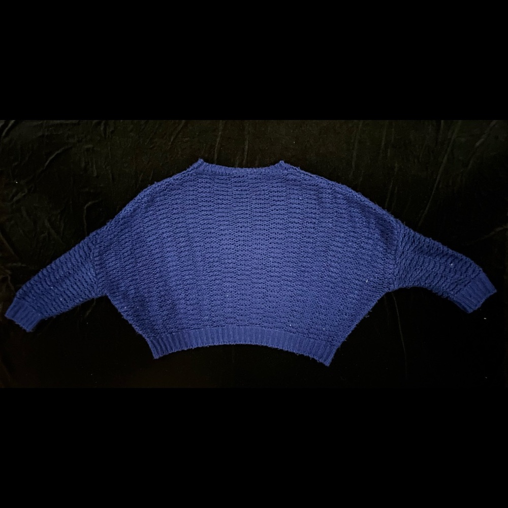 fluffy blue open knit sweater - Picture 3 of 4